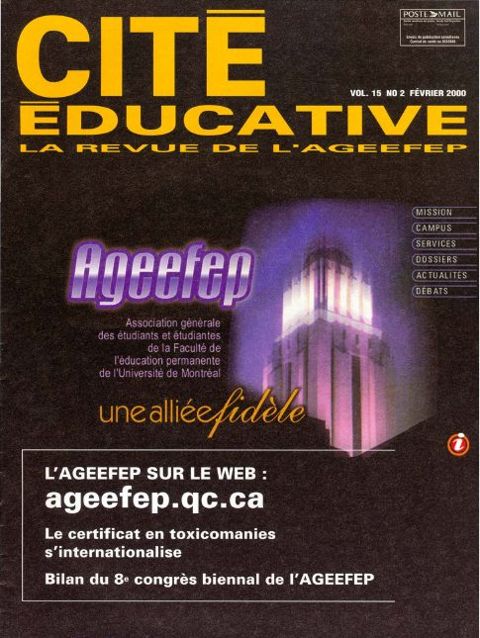 Couverture de Cité éducative, février 2000, annonçant le site Web de l’AGEEFEP